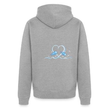 les défenseurs des droits des animaux de poisson cœur eau vague bleue - Veste à capuche bio Premium Unisexe - gris chiné - Dos - Nico (187cm)