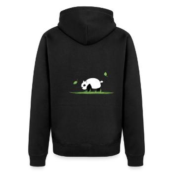 Animal Love Cartoon Panda Ecosystem Nature Grass - Unisex Premium Organic Zip Hoodie - black - Back - Nico (187cm)