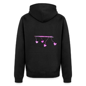rosa herzen linien strich linie - Unisex Premium Bio Zip Hoodie - Schwarz - Hinten - Nico (187cm)