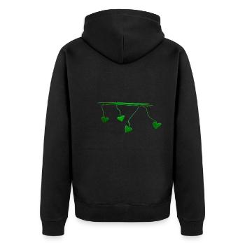 grüne herzen linien strich linie - Unisex Premium Bio Zip Hoodie - Schwarz - Hinten - Nico (187cm)