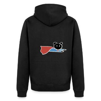 retten Held fliegen retter symbol bär - Unisex Premium Bio Zip Hoodie - Schwarz - Hinten - Nico (187cm)