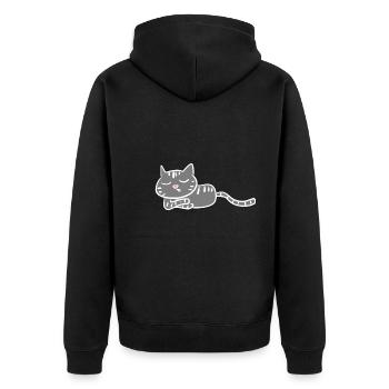 katze müde schlafen nacht - Unisex Premium Bio Zip Hoodie - Schwarz - Hinten - Nico (187cm)