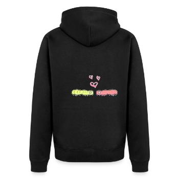 raupe liebe pärchen symbol tiere - Unisex Premium Bio Zip Hoodie - Schwarz - Hinten - Nico (187cm)