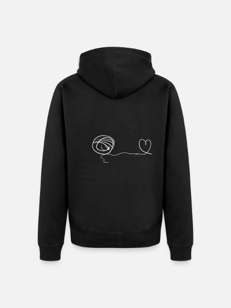 line thread heart love loop - Unisex Premium Organic Zip Hoodie - black