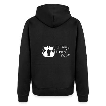 ich brauche nur dich liebe katzen - Unisex Premium Bio Zip Hoodie - Schwarz - Hinten - Nico (187cm)