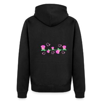 Pink plants line flower rose stroke flowers - Unisex Premium Organic Zip Hoodie - black - Back - Nico (187cm)