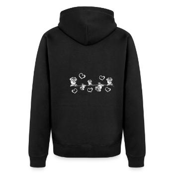 graue pflanzen linie blume herzen strich blumen - Unisex Premium Bio Zip Hoodie - Schwarz - Hinten - Nico (187cm)
