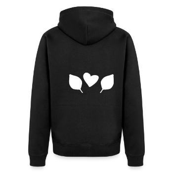 Deux feuilles feuille amour coeur symbole de la nature - Veste à capuche bio Premium Unisexe - noir - Dos - Nico (187cm)
