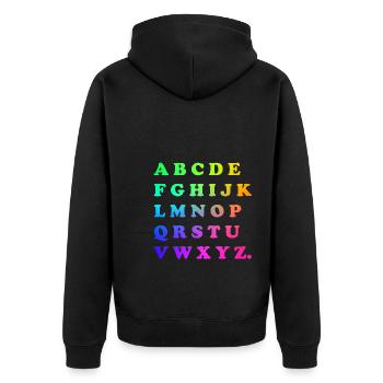 Alphabet - Unisex Premium Organic Zip Hoodie - black - Back - Nico (187cm)