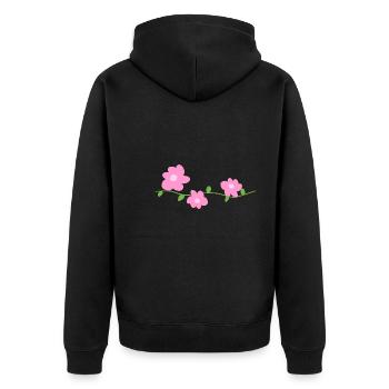 pinke blumen pflanzen symbol natur - Unisex Premium Bio Zip Hoodie - Schwarz - Hinten - Nico (187cm)