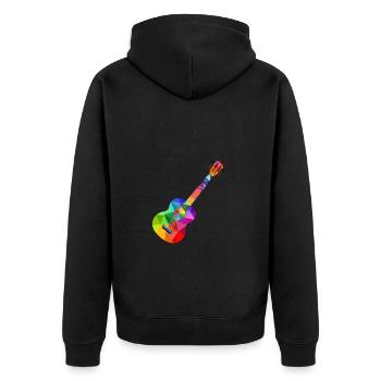 Bunte Regenbogen Gitarre Rainbow Musik Gitarrist - Unisex Premium Bio Zip Hoodie - Schwarz - Hinten - Nico (187cm)