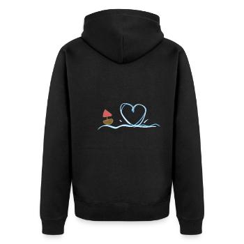 herz wasser schwimmen boot - Unisex Premium Bio Zip Hoodie - Schwarz - Hinten - Nico (187cm)