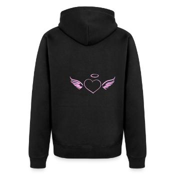 Pink Heart Angel Wing Symbol - Unisex Premium Organic Zip Hoodie - black - Back - Nico (187cm)