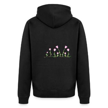 natural flowers rose earth line pattern - Unisex Premium Organic Zip Hoodie - black - Back - Nico (187cm)