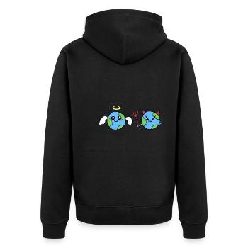 lieb böse Engel Teufel Erde Welt symbol - Unisex Premium Bio Zip Hoodie - Schwarz - Hinten - Nico (187cm)