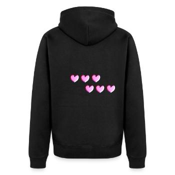 sechs herzen pink glitzer - Unisex Premium Bio Zip Hoodie - Schwarz - Hinten - Nico (187cm)