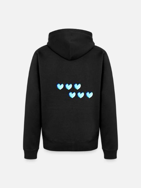 six hearts blue glitter pattern - Unisex Premium Organic Zip Hoodie - black