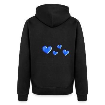 quatre cœurs bleu scintillants - Veste à capuche bio Premium Unisexe - noir - Dos - Nico (187cm)