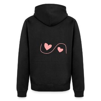 Deux Coeurs Symbole Coeur Amour Rose - Veste à capuche bio Premium Unisexe - noir - Dos - Nico (187cm)
