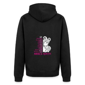 Sternzeichen Widder - Unisex Premium Bio Zip Hoodie - Schwarz - Hinten - Nico (187cm)