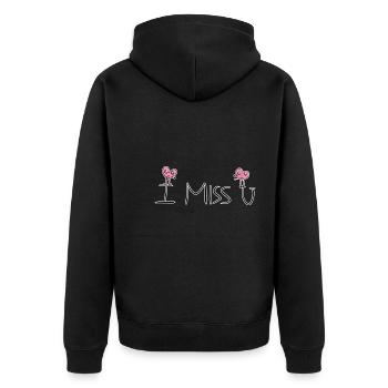 herzen rosa liebe ich vermisse dich - Unisex Premium Bio Zip Hoodie - Schwarz - Hinten - Nico (187cm)