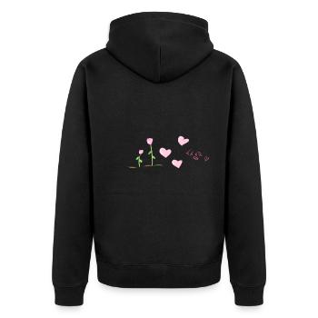 love text korean hearts flowers - Unisex Premium Organic Zip Hoodie - black - Back - Nico (187cm)