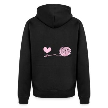 Symbole du cœur laine ligne rose amour - Veste à capuche bio Premium Unisexe - noir - Dos - Nico (187cm)
