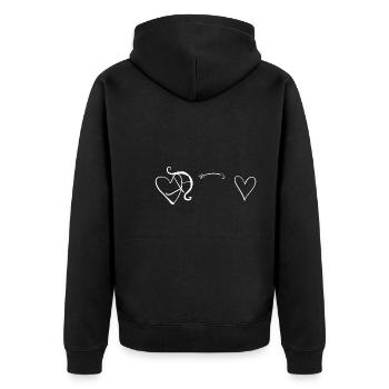 bow shooting arrow heart love symbol - Unisex Premium Organic Zip Hoodie - black - Back - Nico (187cm)