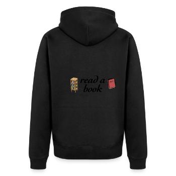 lies ein Buch lesen - Unisex Premium Bio Zip Hoodie - Schwarz - Hinten - Nico (187cm)