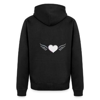 silver angel heart symbol - Unisex Premium Organic Zip Hoodie - black - Back - Nico (187cm)
