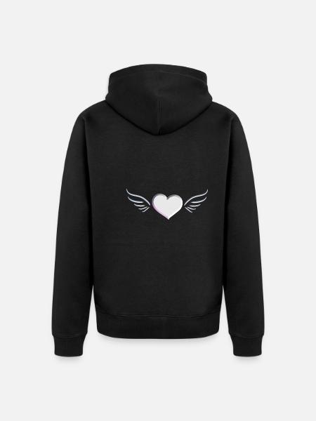 silver angel heart symbol - Unisex Premium Organic Zip Hoodie - black