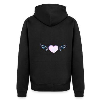 Heart Wings Pink Symbol Love - Unisex Premium Organic Zip Hoodie - black - Back - Nico (187cm)