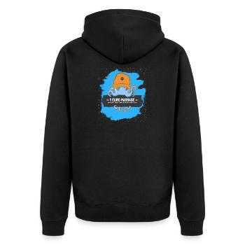 Massagekrake Krake mit 1 Euro Schild Schwarz - Unisex Premium Bio Zip Hoodie - Schwarz - Hinten - Nico (187cm)
