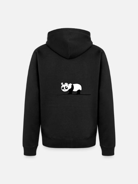 panda animal bear line - Unisex Premium Organic Zip Hoodie - black