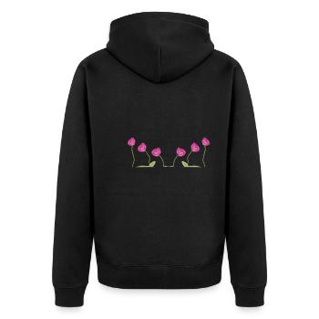 fleurs roses symbole plante - Veste à capuche bio Premium Unisexe - noir - Dos - Nico (187cm)