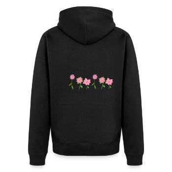 Plantes de la ligne de fleurs roses - Veste à capuche bio Premium Unisexe - noir - Dos - Nico (187cm)