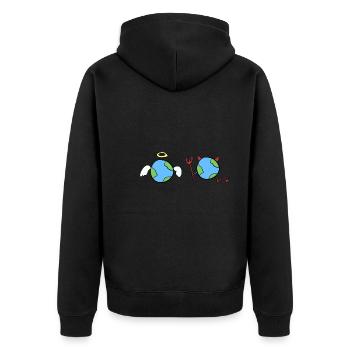 World Earth Devil Angel evil dear - Unisex Premium Organic Zip Hoodie - black - Back - Nico (187cm)