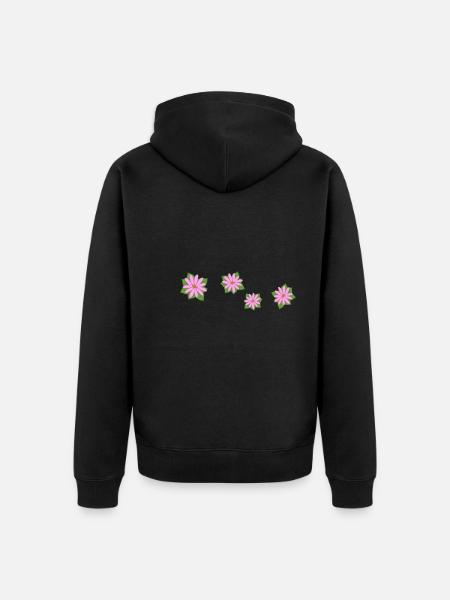 vier blumen rosa - Unisex Premium Bio Zip Hoodie - Schwarz