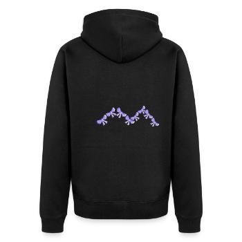 schleife symbol fliege eckig lila linie - Unisex Premium Bio Zip Hoodie - Schwarz - Hinten - Nico (187cm)
