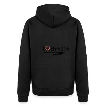 ich liebe mich selbstliebe herz - Unisex Premium Bio Zip Hoodie - Schwarz - Hinten - Nico (187cm)