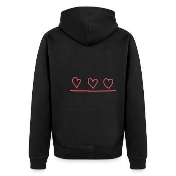 Ligne Trois Coeurs Rose - Veste à capuche bio Premium Unisexe - noir - Dos - Nico (187cm)