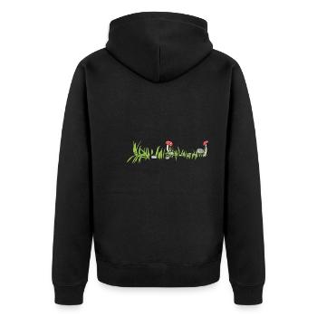Grass Natur Pilze fläche boden - Unisex Premium Bio Zip Hoodie - Schwarz - Hinten - Nico (187cm)
