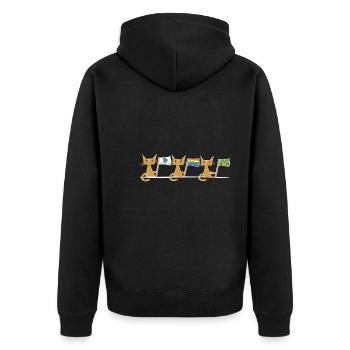 Katzen demonstrieren Flagge Katze Rechte - Unisex Premium Bio Zip Hoodie - Schwarz - Hinten - Nico (187cm)