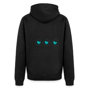 Herz Kreis Symbol Form Liebe Muster Herzen blau - Unisex Premium Bio Zip Hoodie - Schwarz - Hinten - Nico (187cm)
