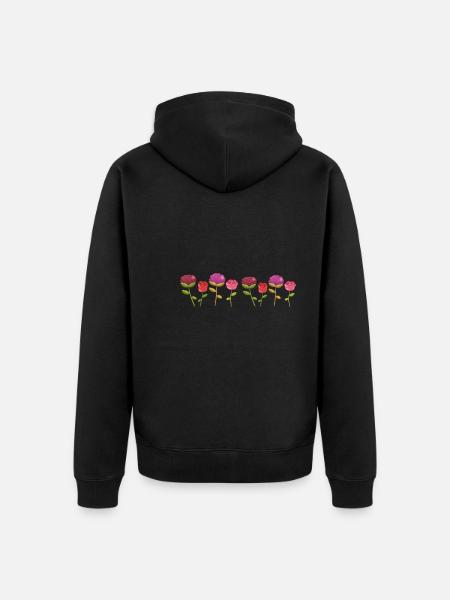 Flowers Nature Plants Line - Unisex Premium Organic Zip Hoodie - black