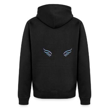 Flügel Engel fliegen blau lila - Unisex Premium Bio Zip Hoodie - Schwarz - Hinten - Nico (187cm)