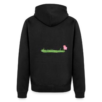 Boden Symbol Blume - Unisex Premium Bio Zip Hoodie - Schwarz - Hinten - Nico (187cm)