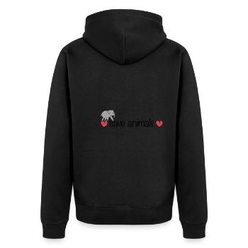 Herzen rette Tiere Tier Elefant - Unisex Premium Bio Zip Hoodie - Schwarz - Hinten - Nico (187cm)