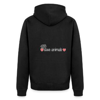 Herzen rette Tiere Tier Elefant - Unisex Premium Bio Zip Hoodie - Schwarz - Hinten - Nico (187cm)