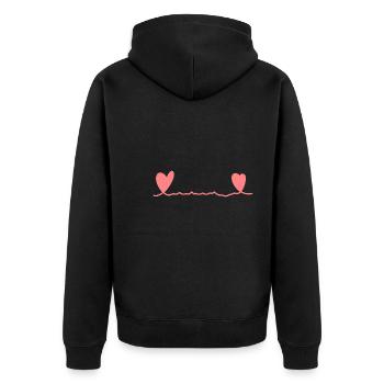 Deux Coeurs Coeur Ligne Forme Rose - Veste à capuche bio Premium Unisexe - noir - Dos - Nico (187cm)